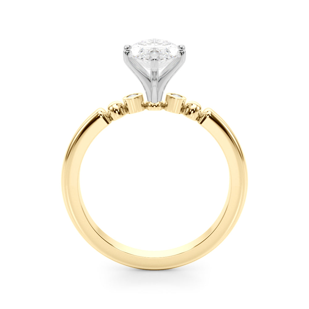 Elegant Beaded Bezel Set Engagement Ring Round Diamond Engagement Ring — 9K/18K Gold & Platinum