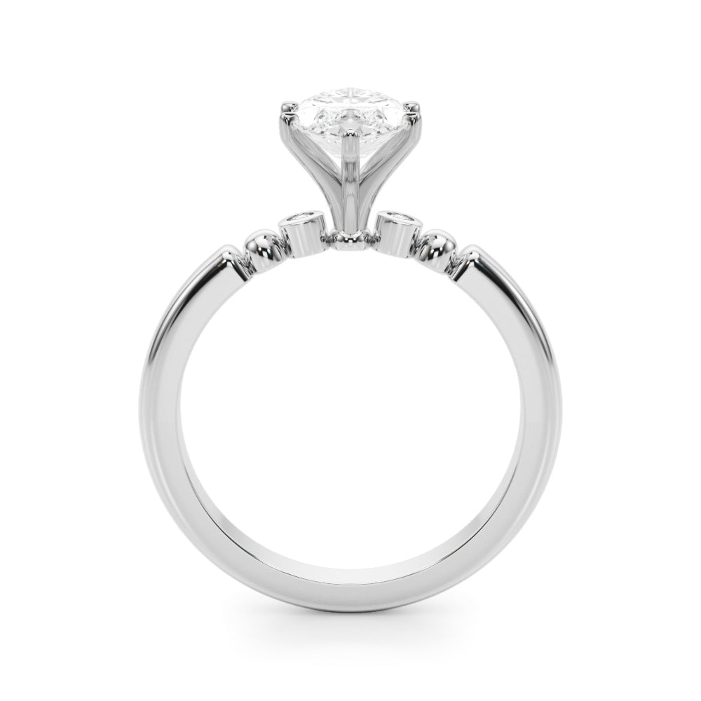 Elegant Beaded Bezel Set Engagement Ring Round Diamond Engagement Ring — 9K/18K Gold & Platinum