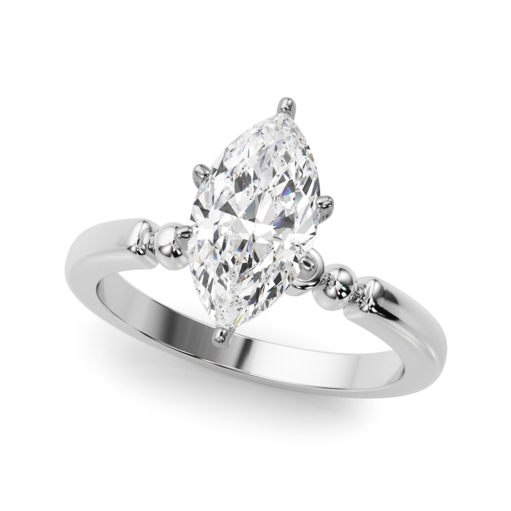 Elegant Beaded Bezel Set Engagement Ring Round Diamond Engagement Ring — 9K/18K Gold & Platinum