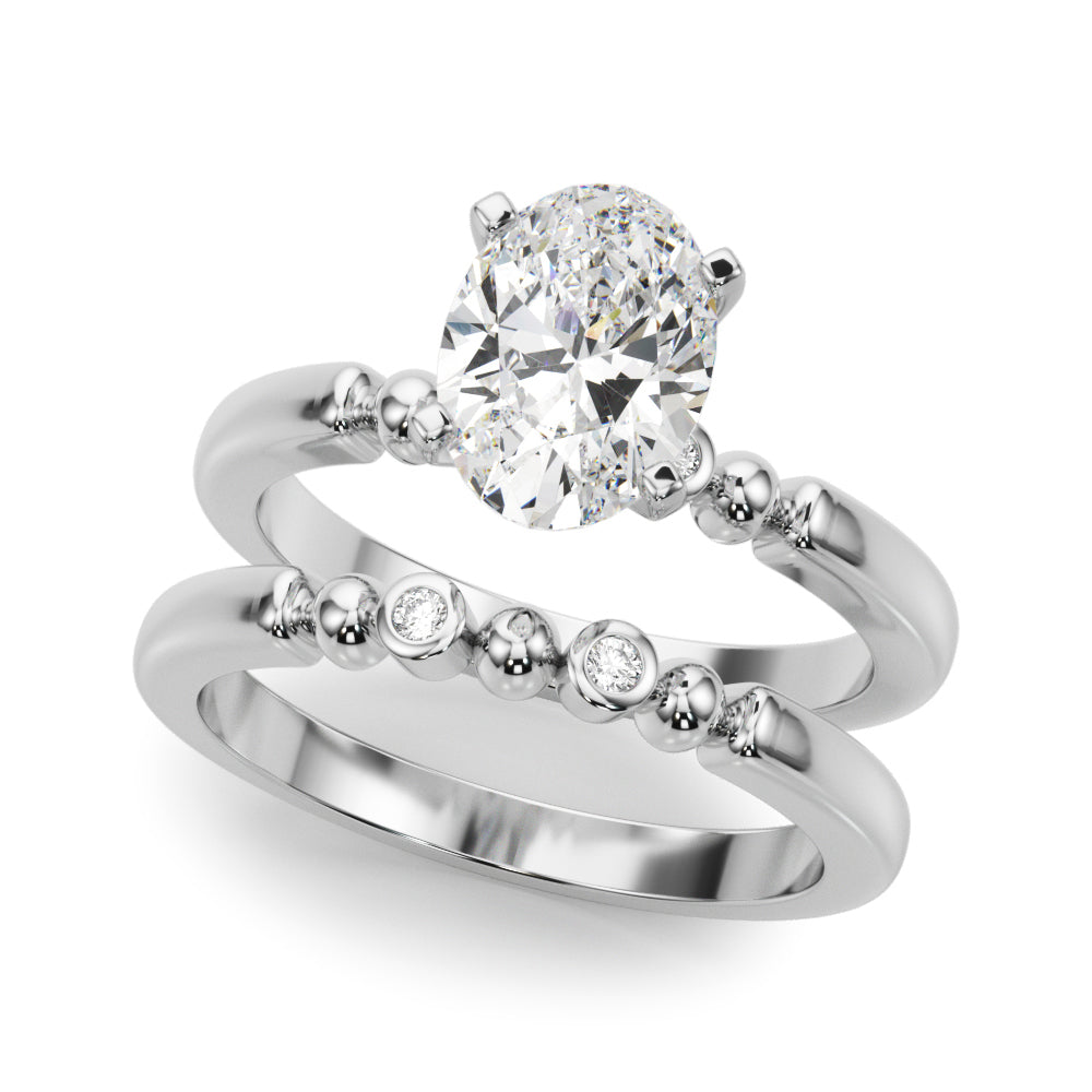 Elegant Beaded Bezel Set Engagement Ring Round Diamond Engagement Ring — 9K/18K Gold & Platinum
