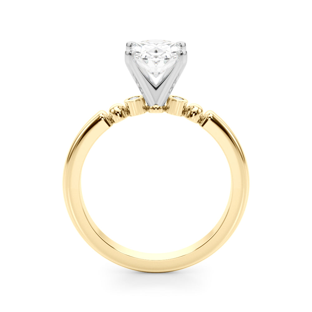 Elegant Beaded Bezel Set Engagement Ring Round Diamond Engagement Ring — 9K/18K Gold & Platinum