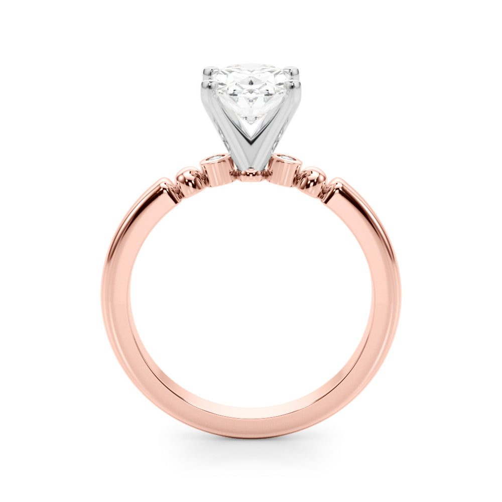 Elegant Beaded Bezel Set Engagement Ring Round Diamond Engagement Ring — 9K/18K Gold & Platinum