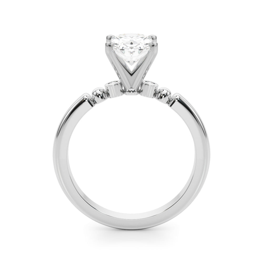 Elegant Beaded Bezel Set Engagement Ring Round Diamond Engagement Ring — 9K/18K Gold & Platinum
