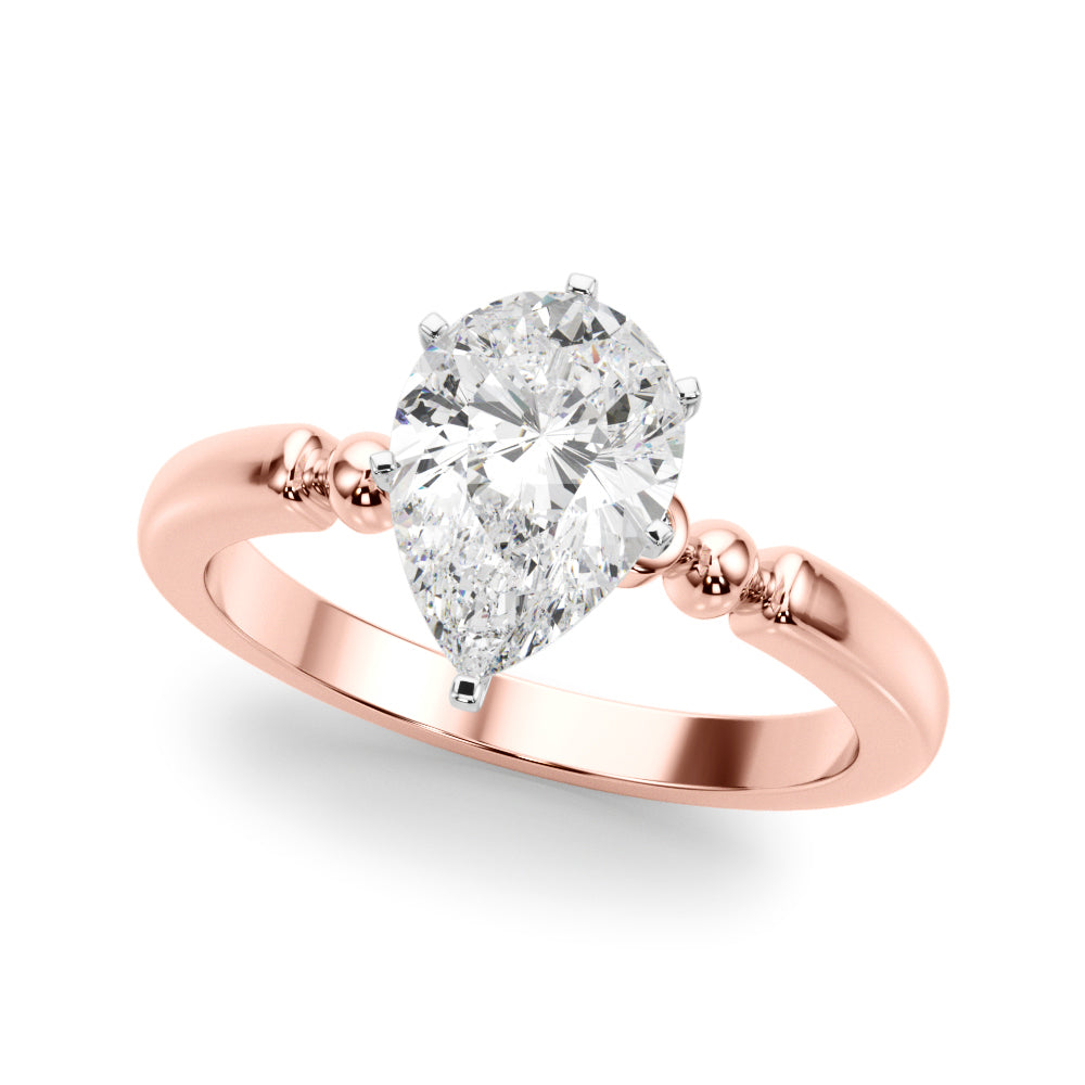 Elegant Beaded Bezel Set Engagement Ring Round Diamond Engagement Ring — 9K/18K Gold & Platinum