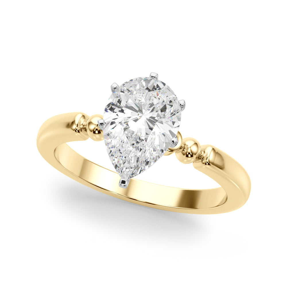 Elegant Beaded Bezel Set Engagement Ring Round Diamond Engagement Ring — 9K/18K Gold & Platinum