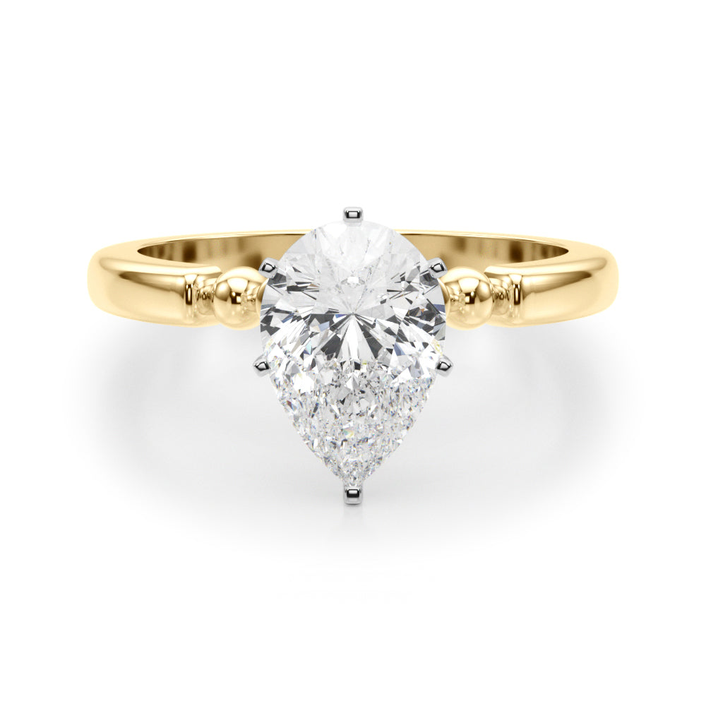 Elegant Beaded Bezel Set Engagement Ring Round Diamond Engagement Ring — 9K/18K Gold & Platinum