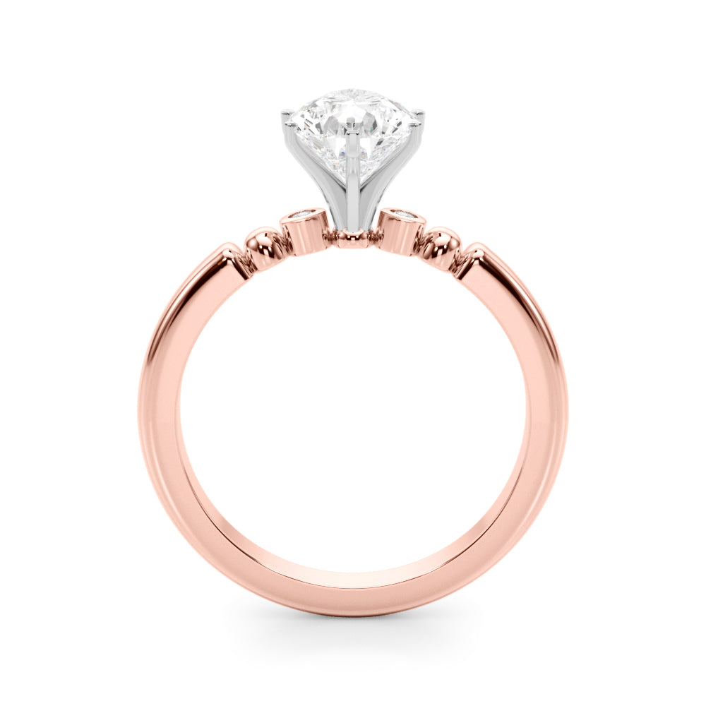 Elegant Beaded Bezel Set Engagement Ring Round Diamond Engagement Ring — 9K/18K Gold & Platinum