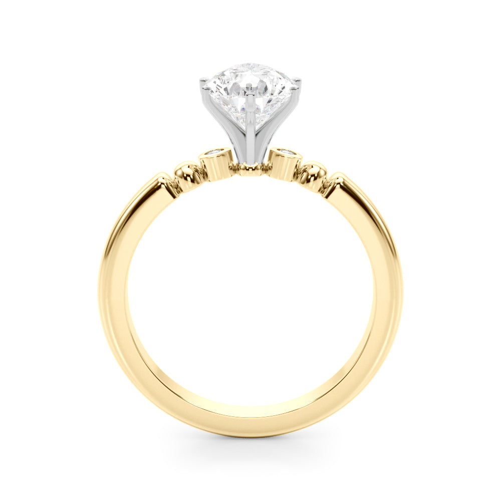 Elegant Beaded Bezel Set Engagement Ring Round Diamond Engagement Ring — 9K/18K Gold & Platinum