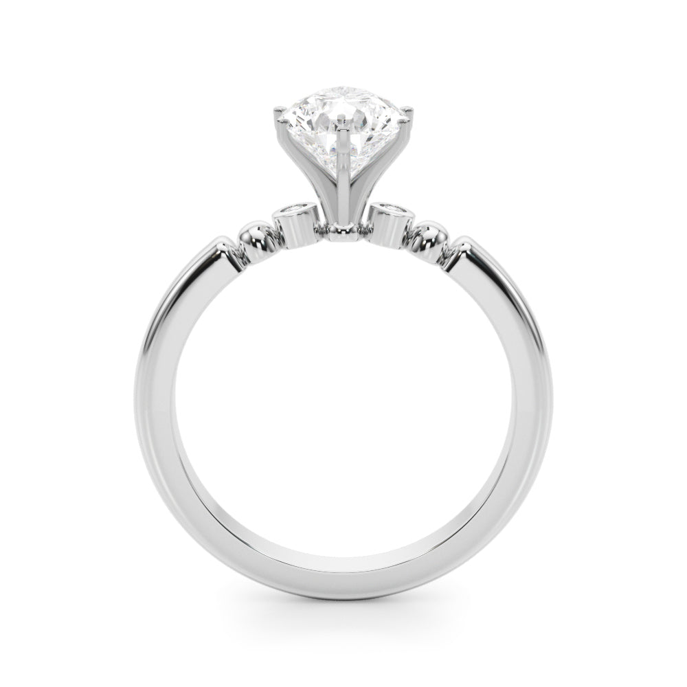 Elegant Beaded Bezel Set Engagement Ring Round Diamond Engagement Ring — 9K/18K Gold & Platinum