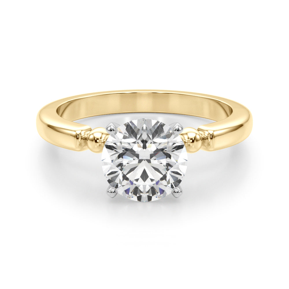Elegant Beaded Bezel Set Engagement Ring Round Diamond Engagement Ring — 9K/18K Gold & Platinum