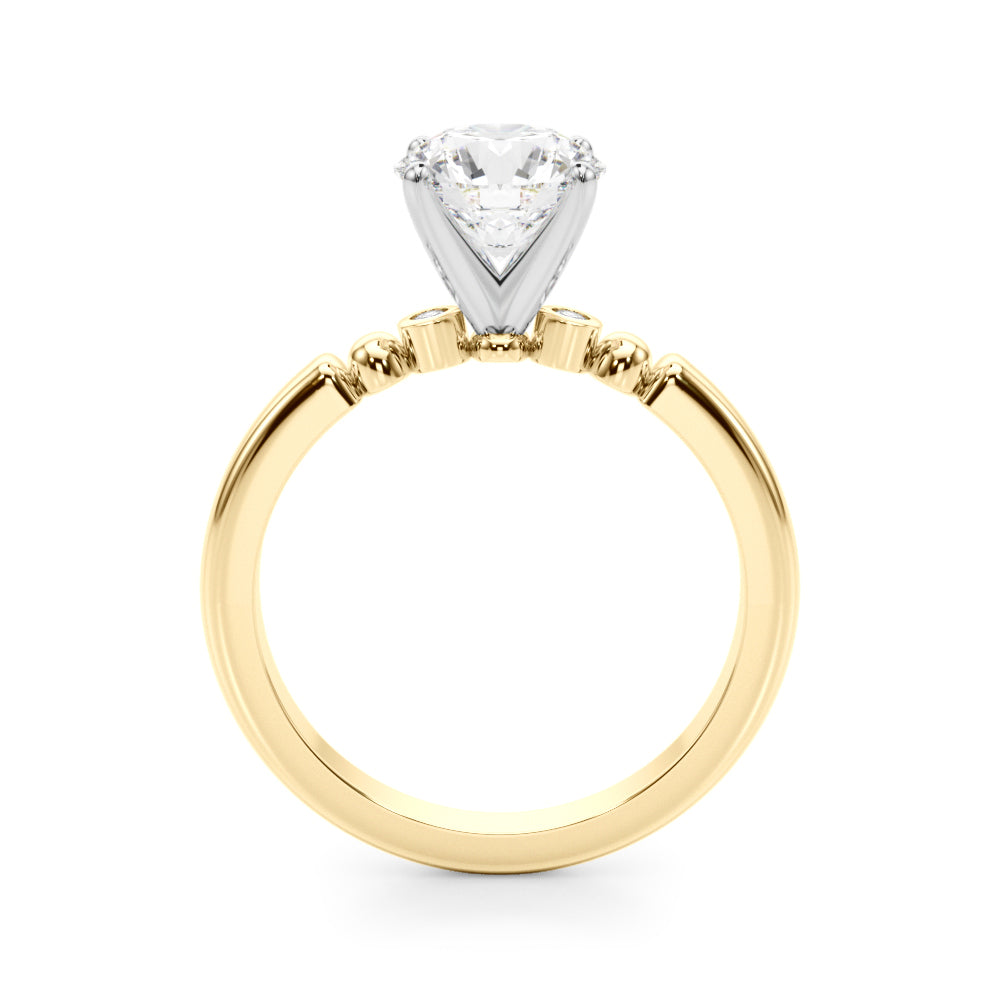 Elegant Beaded Bezel Set Engagement Ring Round Diamond Engagement Ring — 9K/18K Gold & Platinum