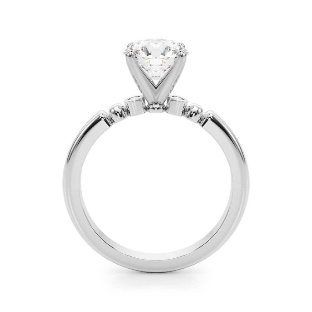 Elegant Beaded Bezel Set Engagement Ring Round Diamond Engagement Ring — 9K/18K Gold & Platinum