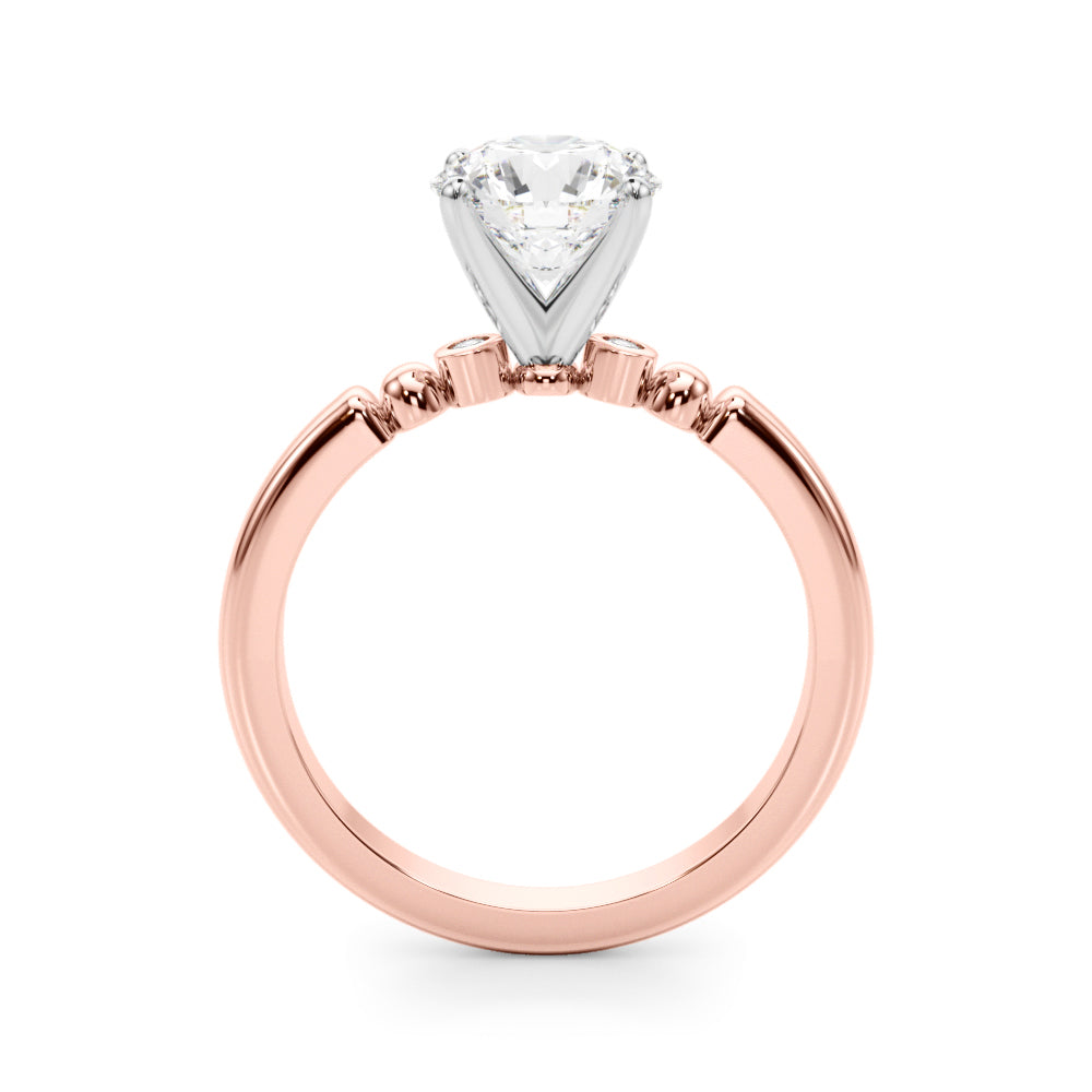 Elegant Beaded Bezel Set Engagement Ring Round Diamond Engagement Ring — 9K/18K Gold & Platinum
