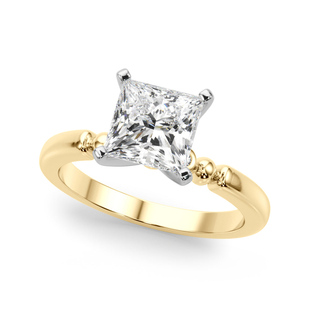 Elegant Beaded Bezel Set Engagement Ring Round Diamond Engagement Ring — 9K/18K Gold & Platinum