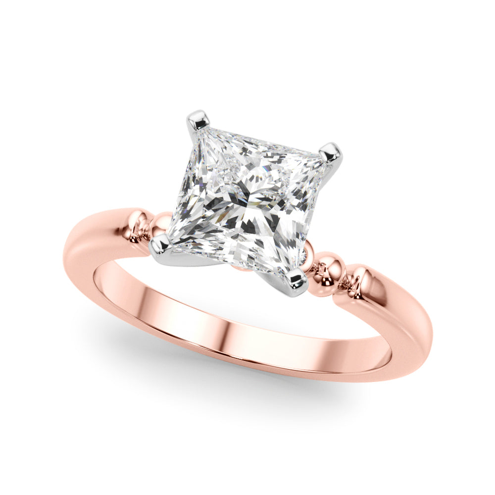 Elegant Beaded Bezel Set Engagement Ring Round Diamond Engagement Ring — 9K/18K Gold & Platinum