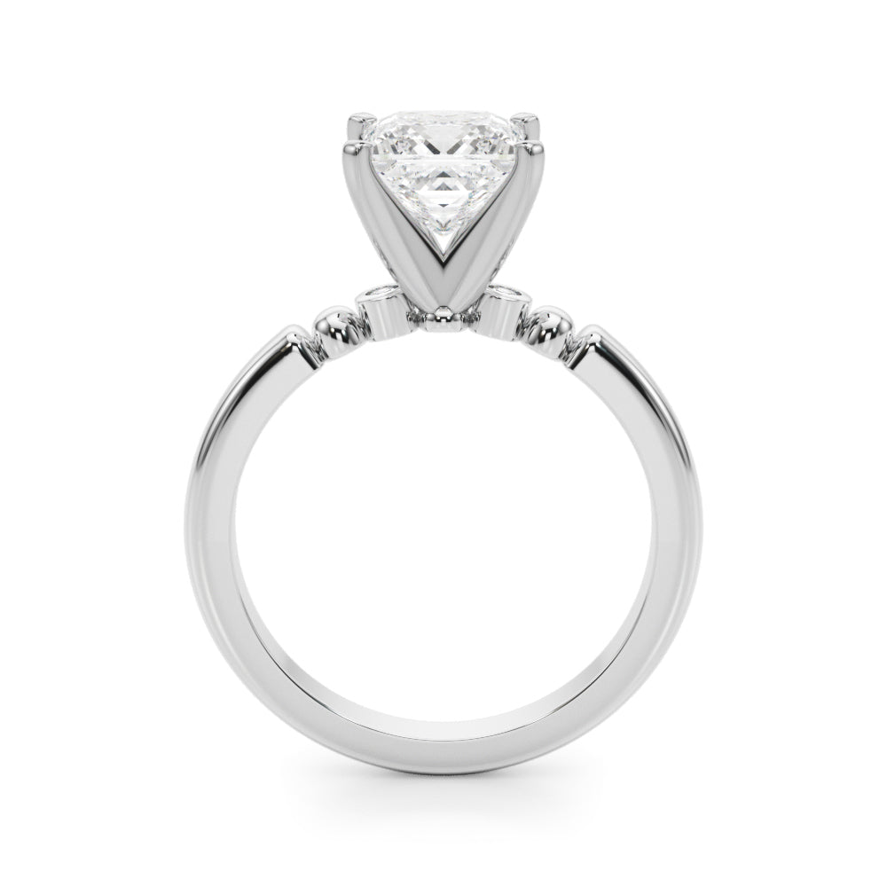 Elegant Beaded Bezel Set Engagement Ring Round Diamond Engagement Ring — 9K/18K Gold & Platinum