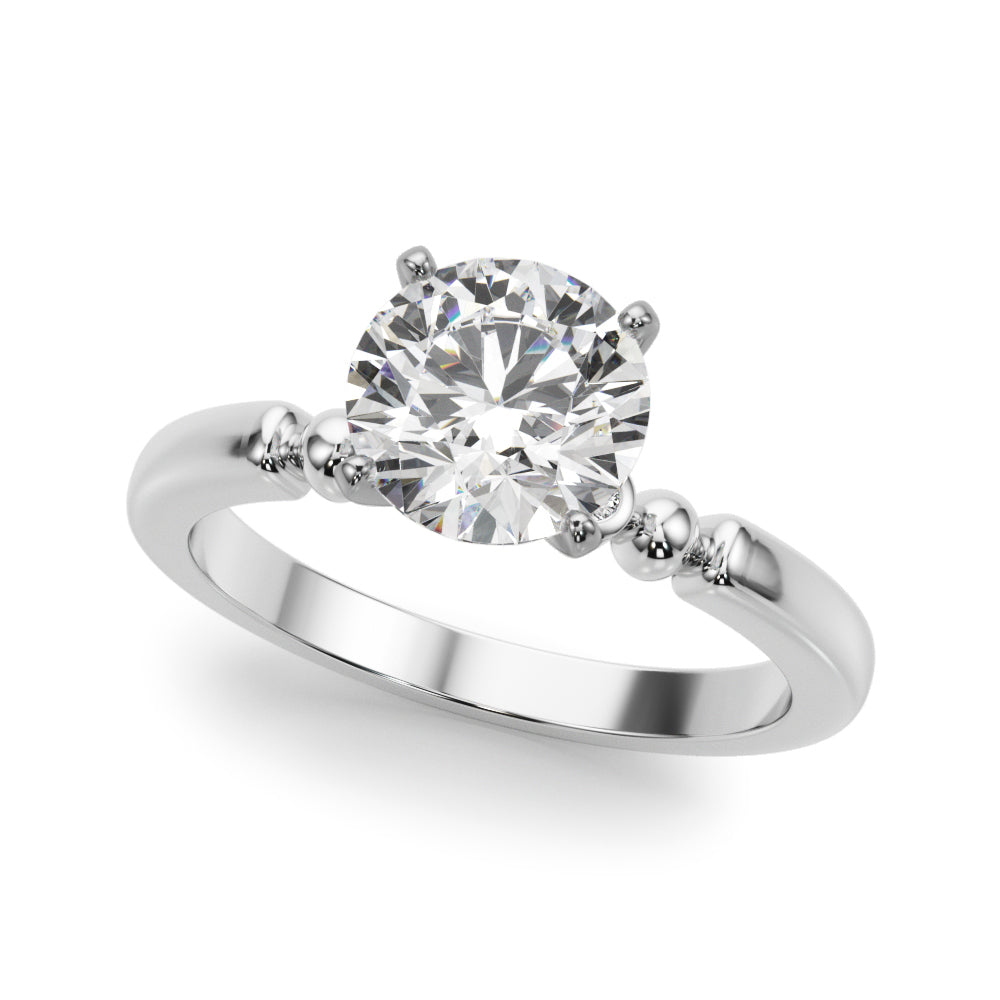 Elegant Beaded Bezel Set Engagement Ring Round Diamond Engagement Ring — 9K/18K Gold & Platinum
