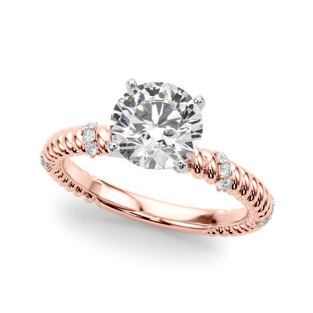 Heirloom Cable Dia Engagement Ring Round Diamond Engagement Ring — 9K/18K Gold & Platinum