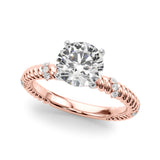 Heirloom Cable Dia Engagement Ring Round Diamond Engagement Ring — 9K/18K Gold & Platinum