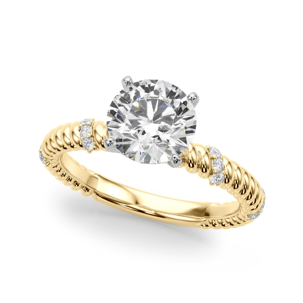 Heirloom Cable Dia Engagement Ring Round Diamond Engagement Ring — 9K/18K Gold & Platinum