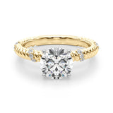 Heirloom Cable Dia Engagement Ring Round Diamond Engagement Ring — 9K/18K Gold & Platinum