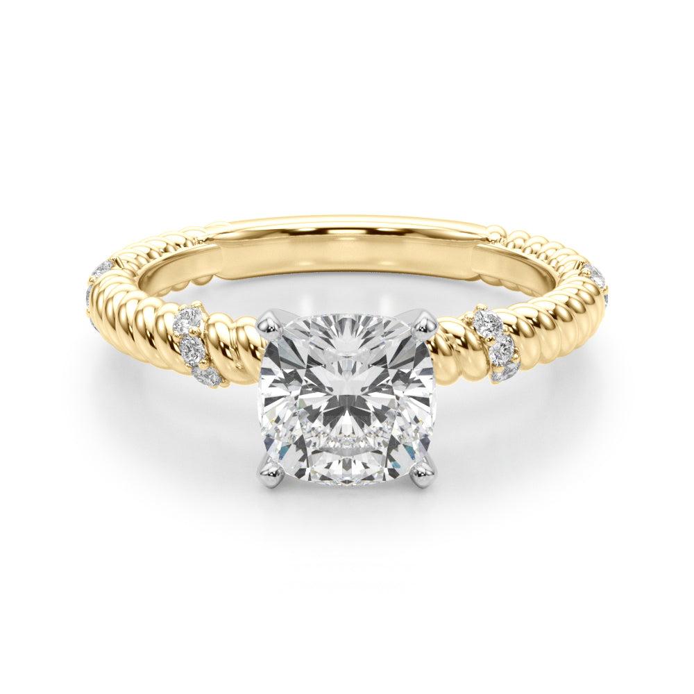 Heirloom Cable Dia Engagement Ring Round Diamond Engagement Ring — 9K/18K Gold & Platinum