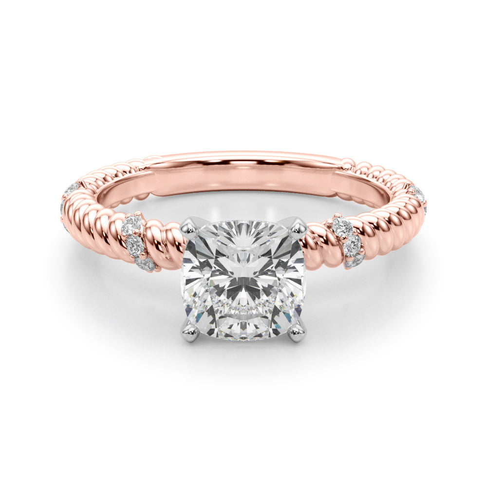 Heirloom Cable Dia Engagement Ring Round Diamond Engagement Ring — 9K/18K Gold & Platinum