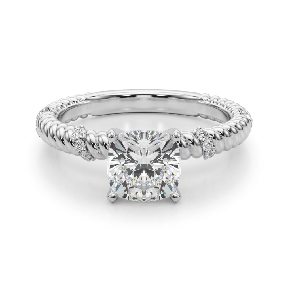 Heirloom Cable Dia Engagement Ring Round Diamond Engagement Ring — 9K/18K Gold & Platinum