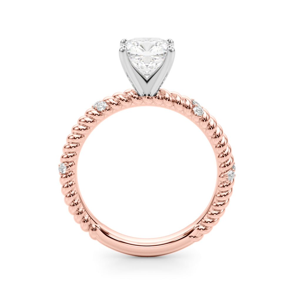 Heirloom Cable Dia Engagement Ring Round Diamond Engagement Ring — 9K/18K Gold & Platinum