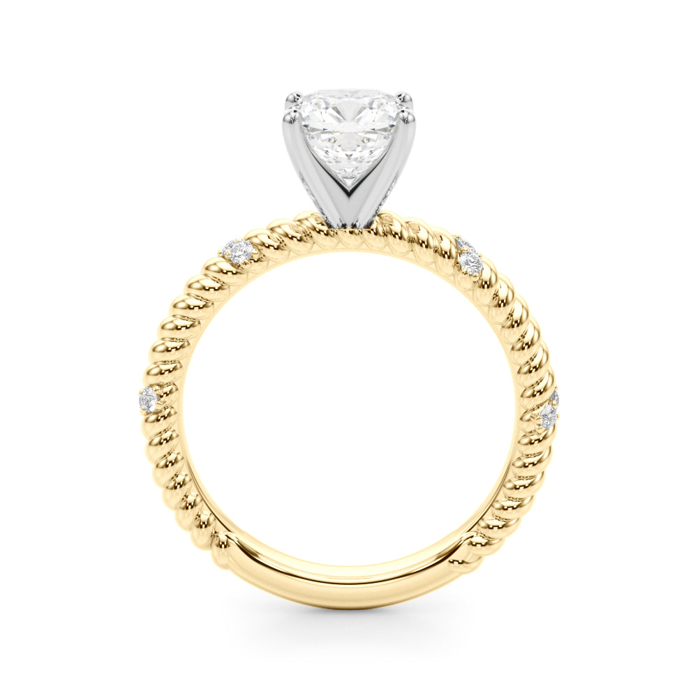 Heirloom Cable Dia Engagement Ring Round Diamond Engagement Ring — 9K/18K Gold & Platinum