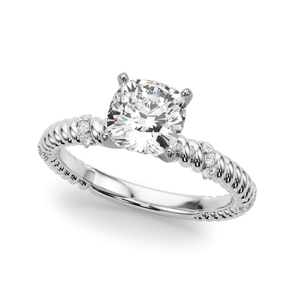 Heirloom Cable Dia Engagement Ring Round Diamond Engagement Ring — 9K/18K Gold & Platinum