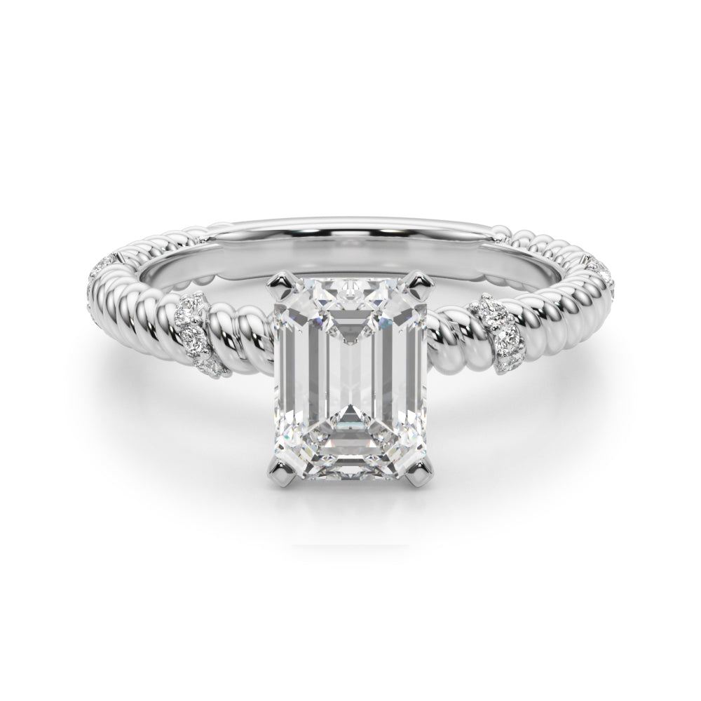 Heirloom Cable Dia Engagement Ring Round Diamond Engagement Ring — 9K/18K Gold & Platinum