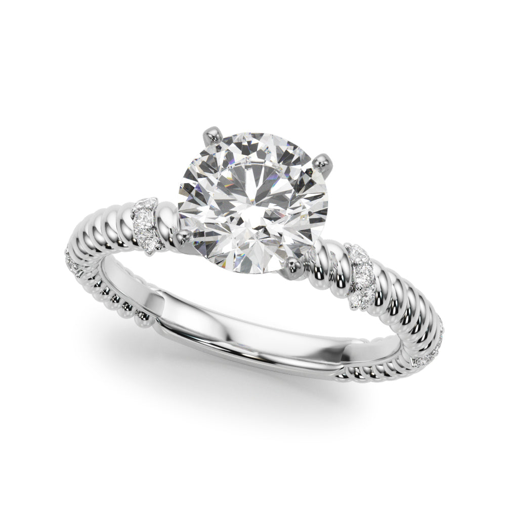 Heirloom Cable Dia Engagement Ring Round Diamond Engagement Ring — 9K/18K Gold & Platinum