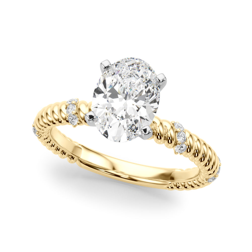 Heirloom Cable Dia Engagement Ring Round Diamond Engagement Ring — 9K/18K Gold & Platinum