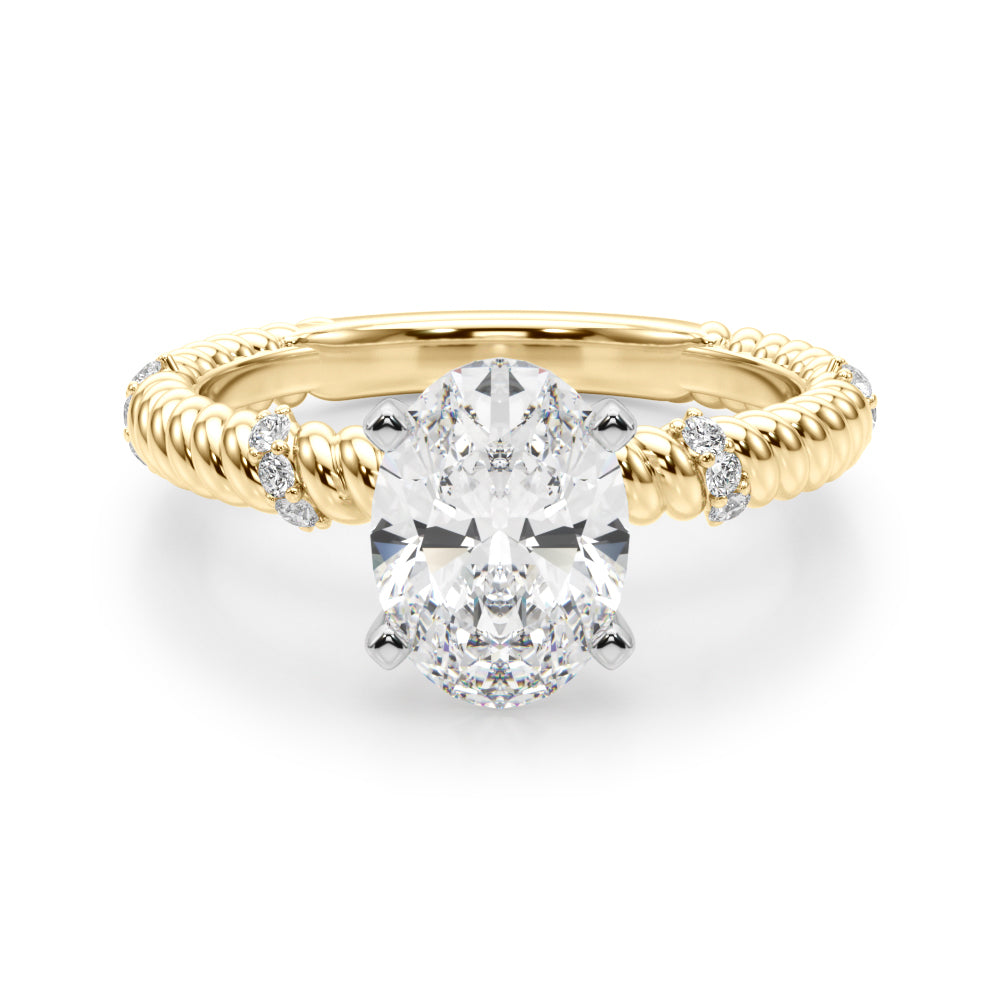 Heirloom Cable Dia Engagement Ring Round Diamond Engagement Ring — 9K/18K Gold & Platinum