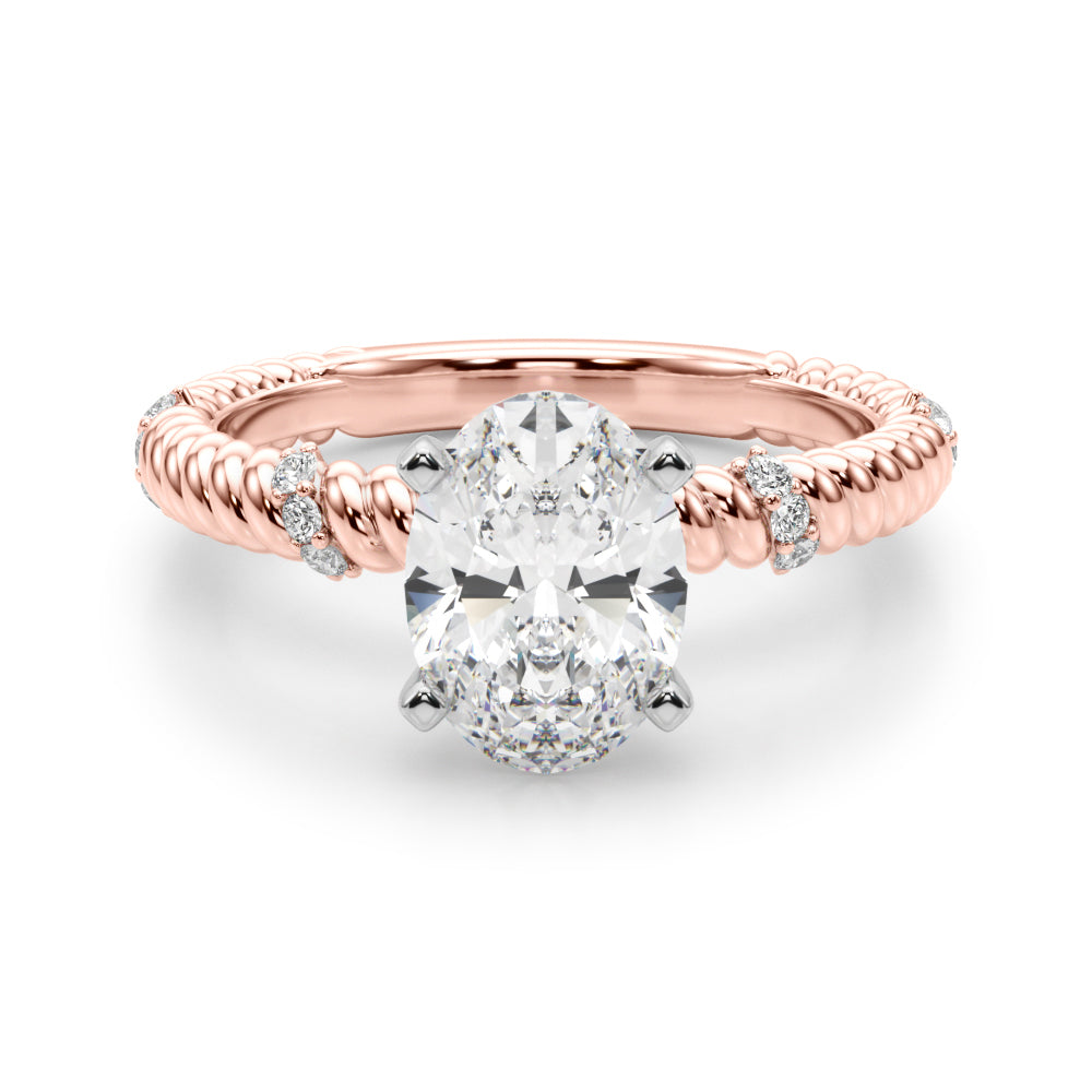 Heirloom Cable Dia Engagement Ring Round Diamond Engagement Ring — 9K/18K Gold & Platinum
