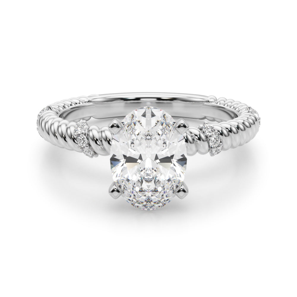 Heirloom Cable Dia Engagement Ring Round Diamond Engagement Ring — 9K/18K Gold & Platinum