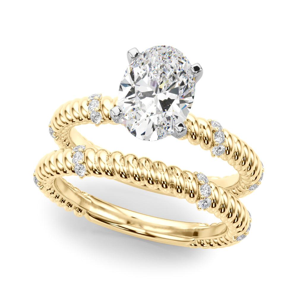 Heirloom Cable Dia Engagement Ring Round Diamond Engagement Ring — 9K/18K Gold & Platinum