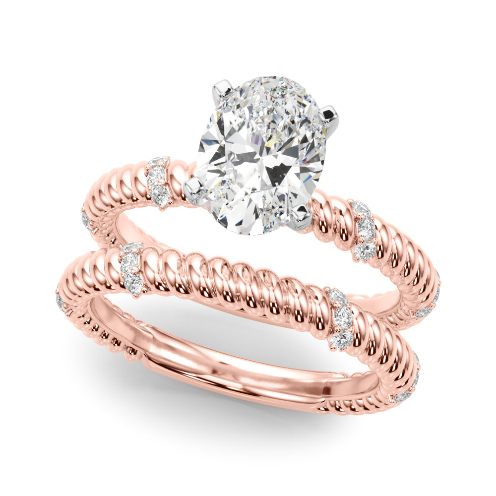 Heirloom Cable Dia Engagement Ring Round Diamond Engagement Ring — 9K/18K Gold & Platinum