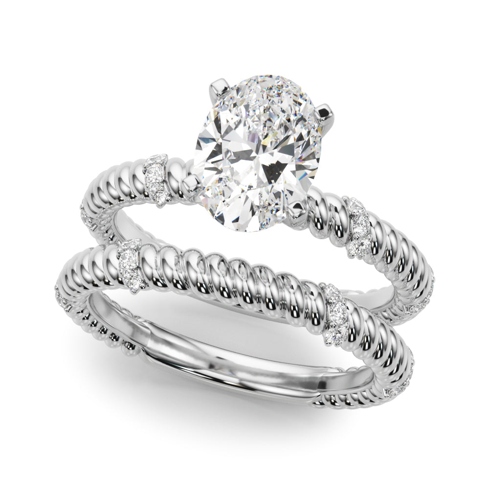 Heirloom Cable Dia Engagement Ring Round Diamond Engagement Ring — 9K/18K Gold & Platinum