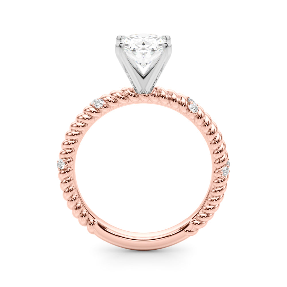 Heirloom Cable Dia Engagement Ring Round Diamond Engagement Ring — 9K/18K Gold & Platinum