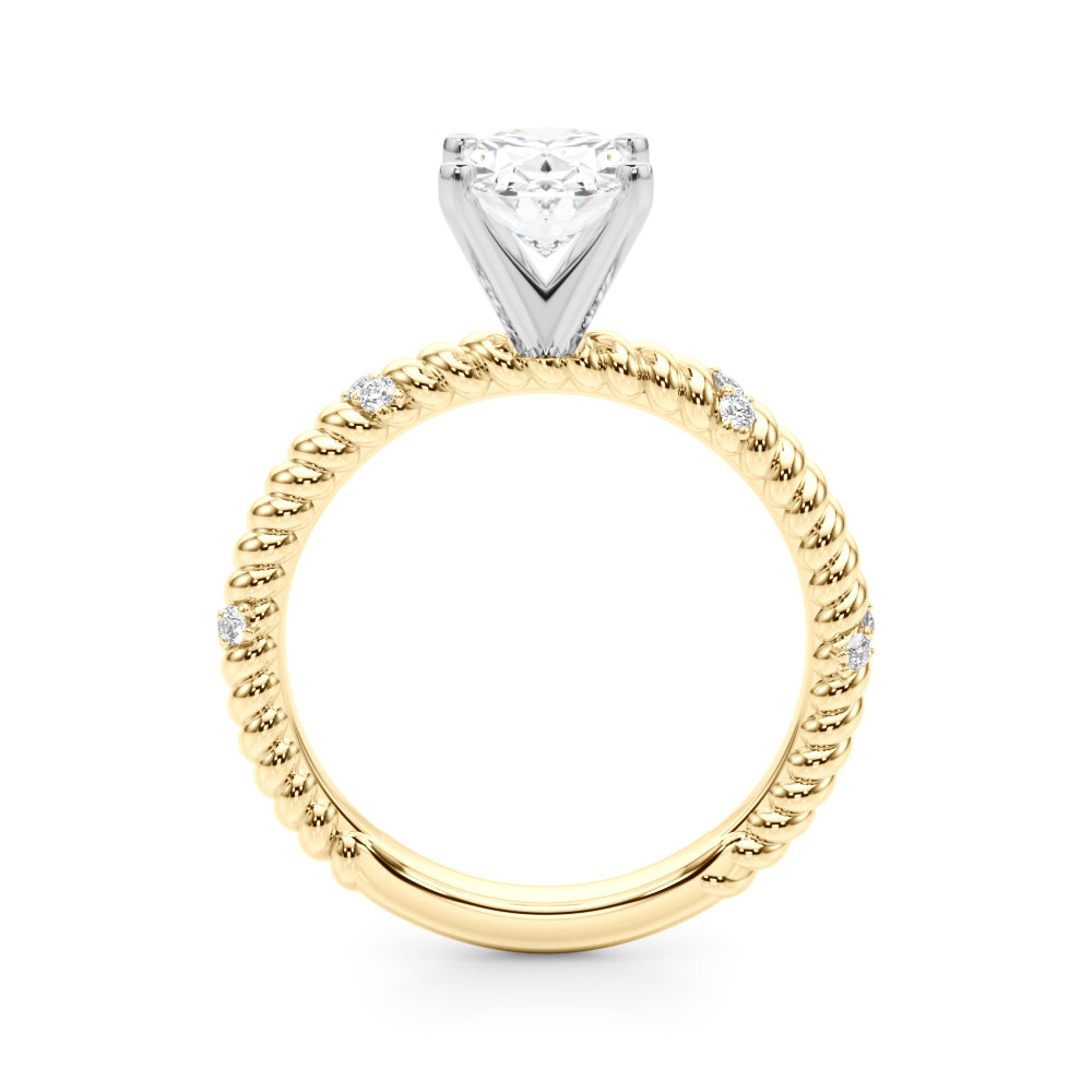 Heirloom Cable Dia Engagement Ring Round Diamond Engagement Ring — 9K/18K Gold & Platinum