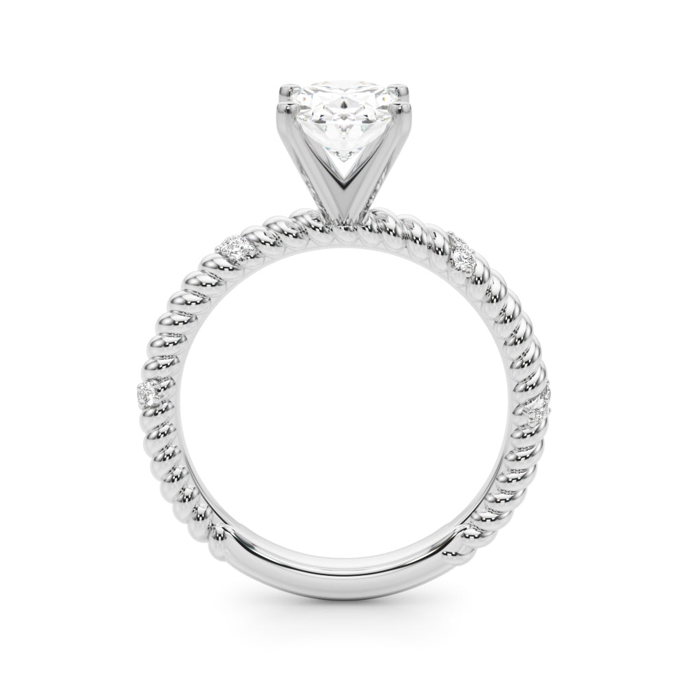 Heirloom Cable Dia Engagement Ring Round Diamond Engagement Ring — 9K/18K Gold & Platinum