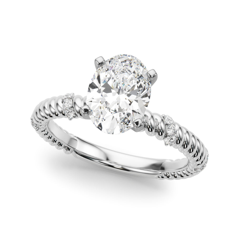 Heirloom Cable Dia Engagement Ring Round Diamond Engagement Ring — 9K/18K Gold & Platinum