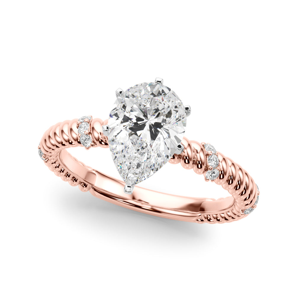 Heirloom Cable Dia Engagement Ring Round Diamond Engagement Ring — 9K/18K Gold & Platinum