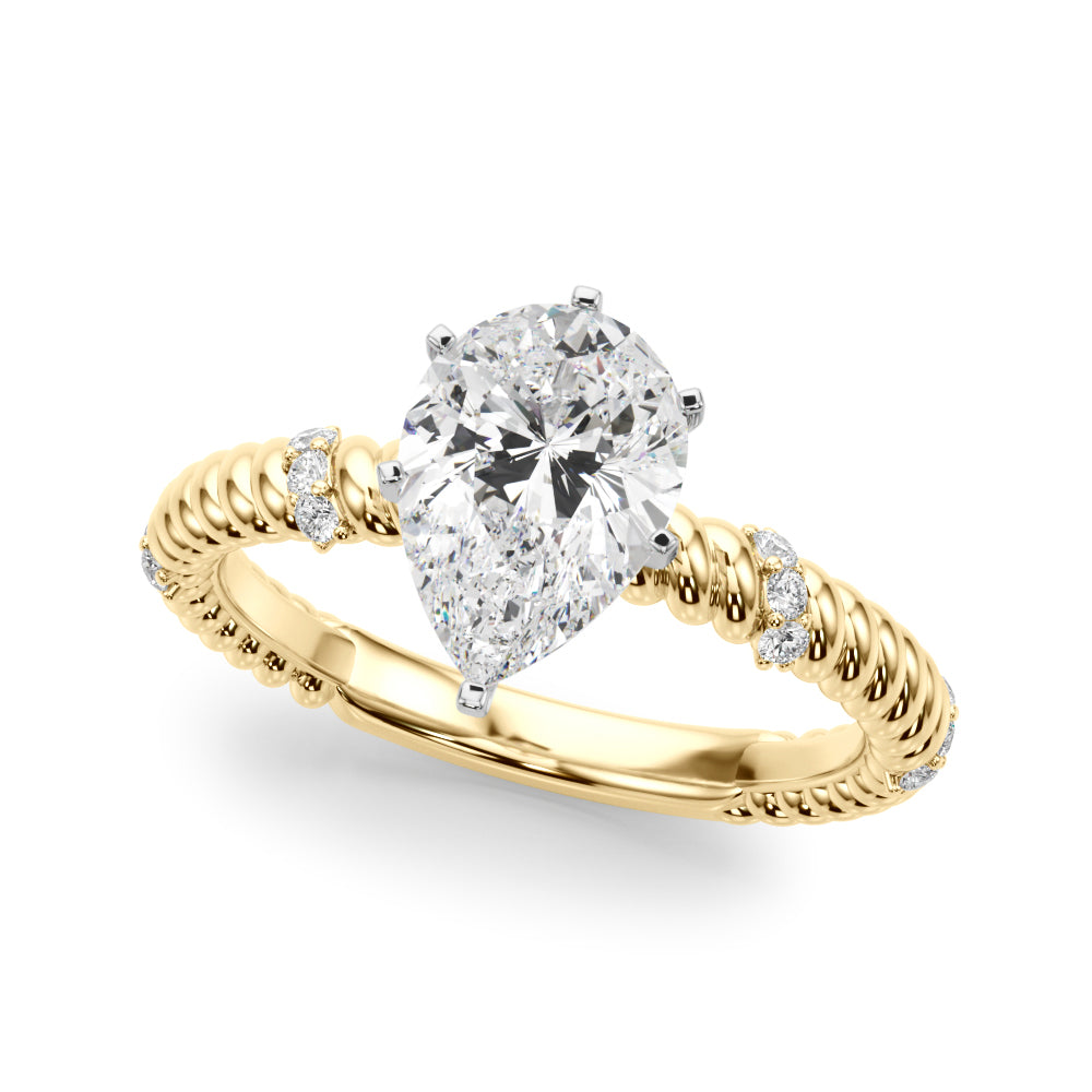 Heirloom Cable Dia Engagement Ring Round Diamond Engagement Ring — 9K/18K Gold & Platinum
