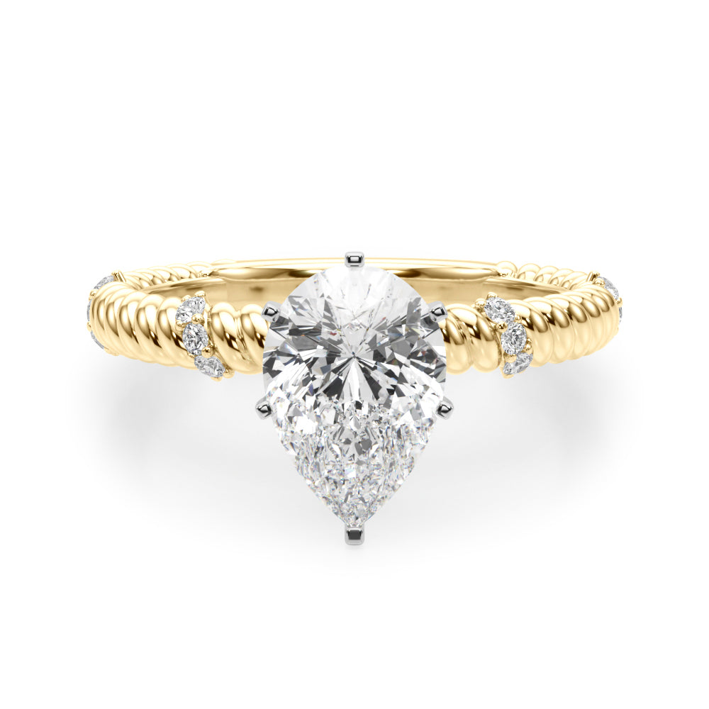 Heirloom Cable Dia Engagement Ring Round Diamond Engagement Ring — 9K/18K Gold & Platinum