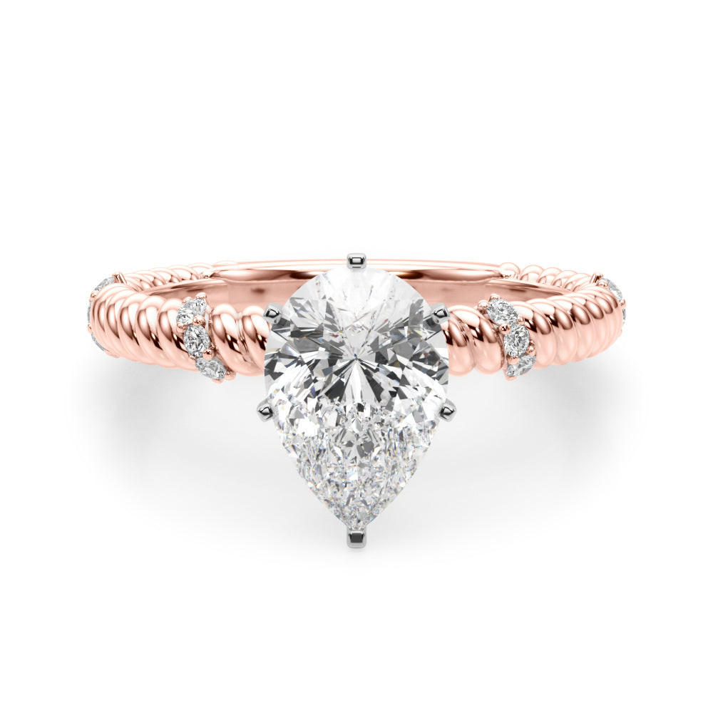 Heirloom Cable Dia Engagement Ring Round Diamond Engagement Ring — 9K/18K Gold & Platinum