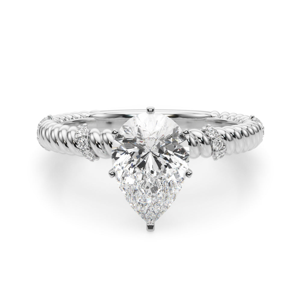 Heirloom Cable Dia Engagement Ring Round Diamond Engagement Ring — 9K/18K Gold & Platinum