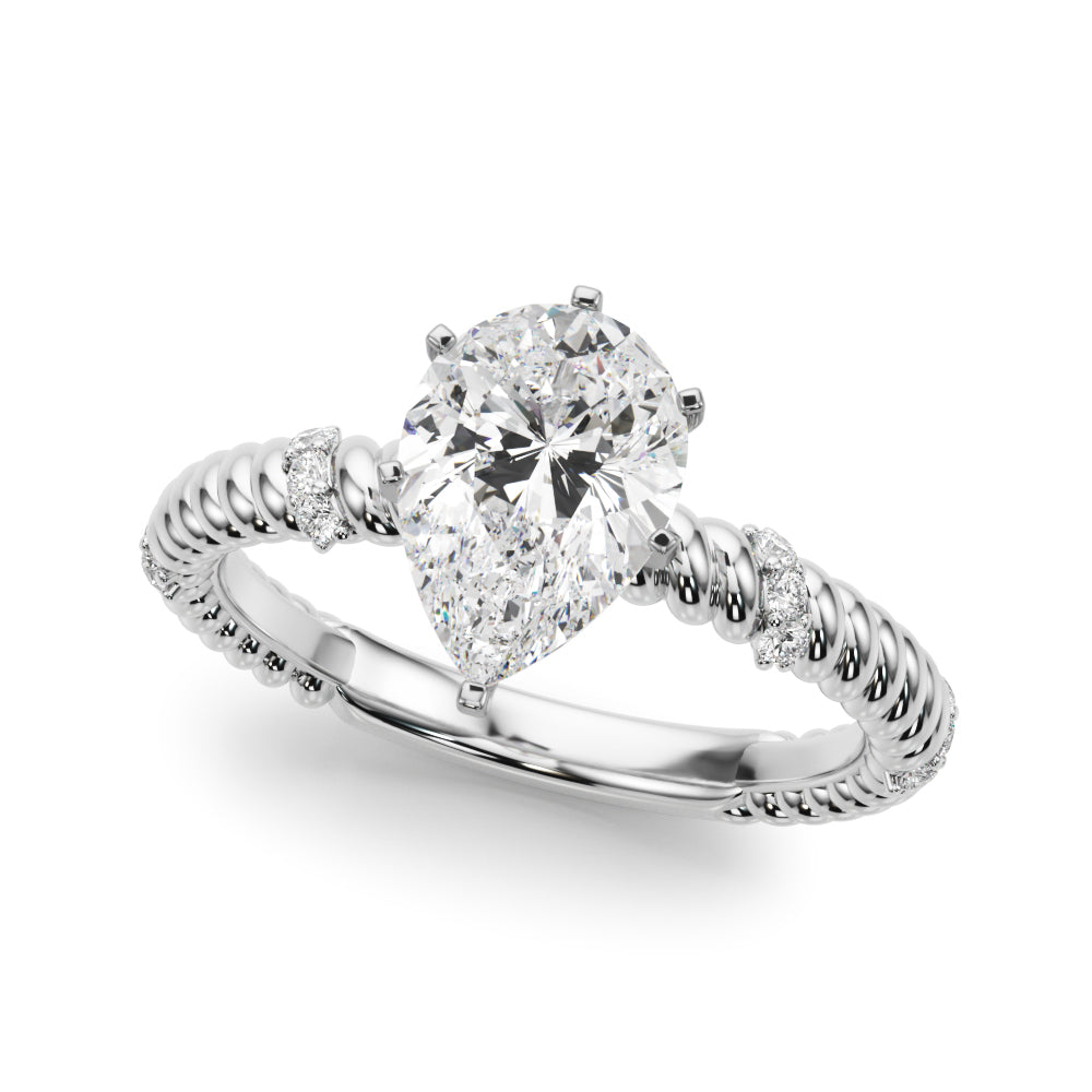 Heirloom Cable Dia Engagement Ring Round Diamond Engagement Ring — 9K/18K Gold & Platinum